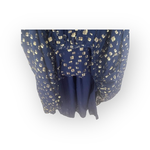 new Lilly Pulitzer 𖦹 Cristiana Chiffon Midi Dress 𖦹 Navy Viscose Metallic 𖦹 4 - Picture 11 of 17